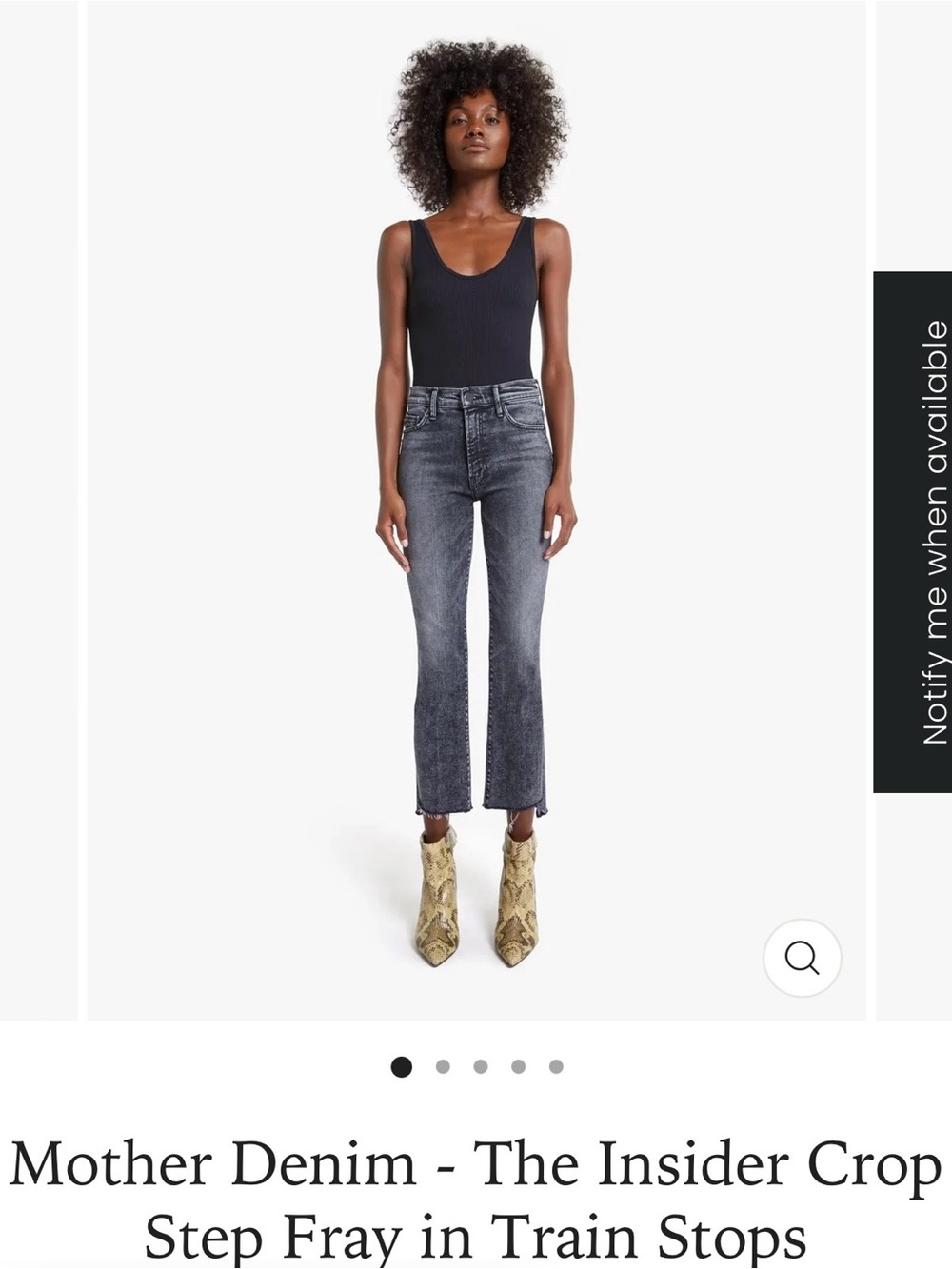 MOTHER The Insider Crop Step Fray Jeans - Train Stops Black Wash